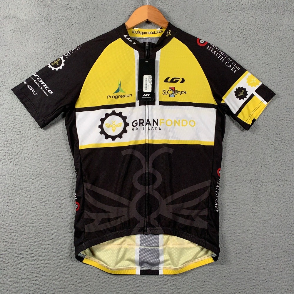 Louis Garneau Equipe Cycling Jersey Mens Large L Yellow Gran Fondo Salt Lake NWT